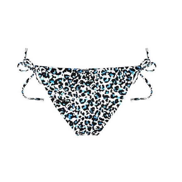Victoria Secret Swim Bikini Bottom Extra-Large Side Tie Blue White Black Leopard - Picture 5 of 8